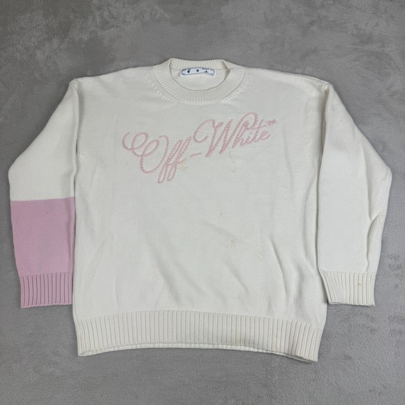 VTG Off White Sweater Womens Size 42 Preowned Stain Flaws Pullover Knit Retro - Picture 1 of 15